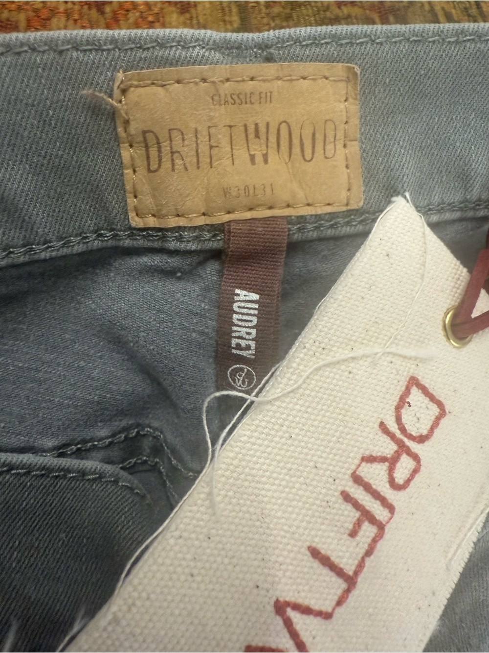 DRIFTWOOD Light Gray Straight Leg Jeans with Pink & Green Floral Embroidery - Picture 3 of 7
